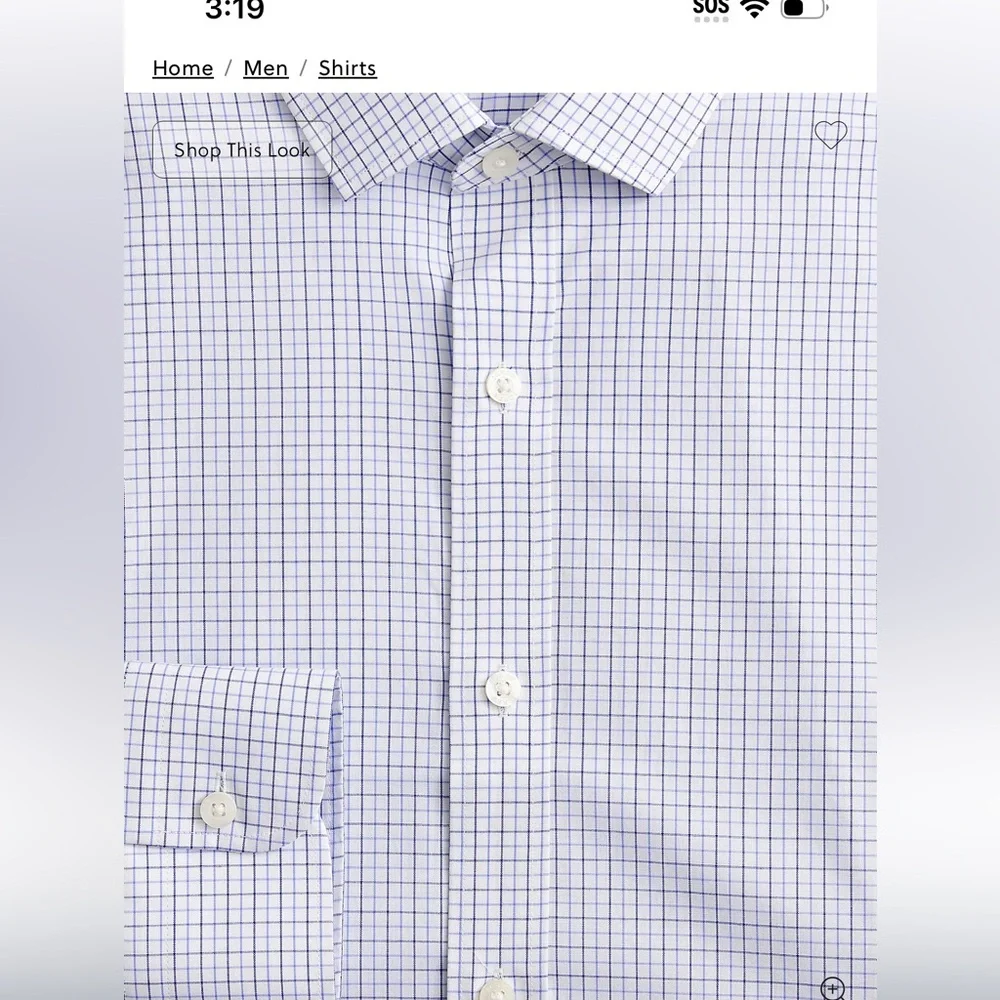 J. Crew Men's WhiteBlue Tat Slim Wrinkle Free Button Down Dress Shirt Size Small